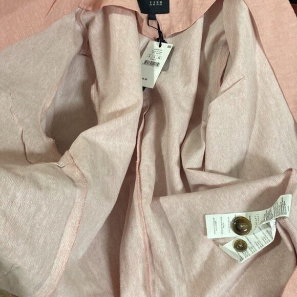Cotton On women blazer pink  linen blend 4 casual button down office retro event - Picture 7 of 8